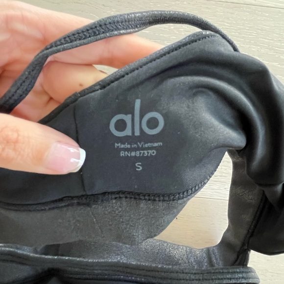 ALO Yoga Faux Leather Airbrush Sportsbra Bra Black Small S - Picture 5 of 5